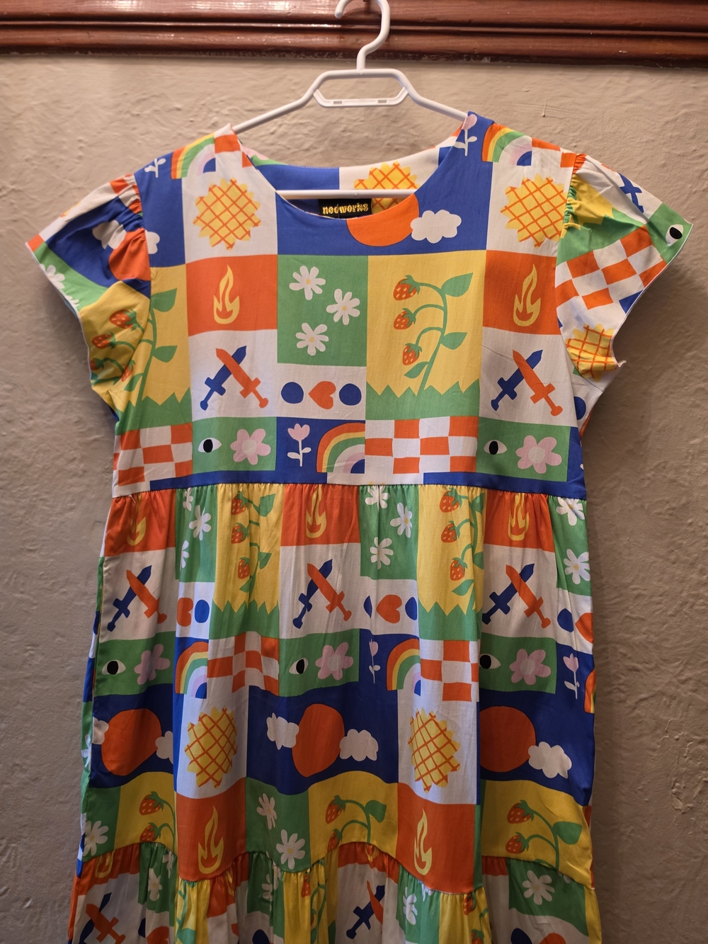 NWT Nooworks Frida Dress Ève Gentilhomme Colorful Patchwork Cotton Large - Picture 11 of 16